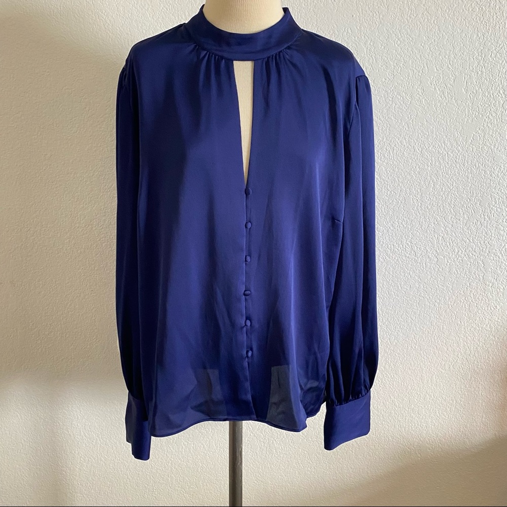 NWT Bar III Royal blue satin Blouse size XXL